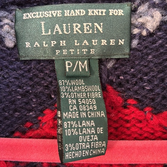 Vintage Ralph Lauren Aztec Hand Knit Wrap Cardigan - Picture 3 of 6